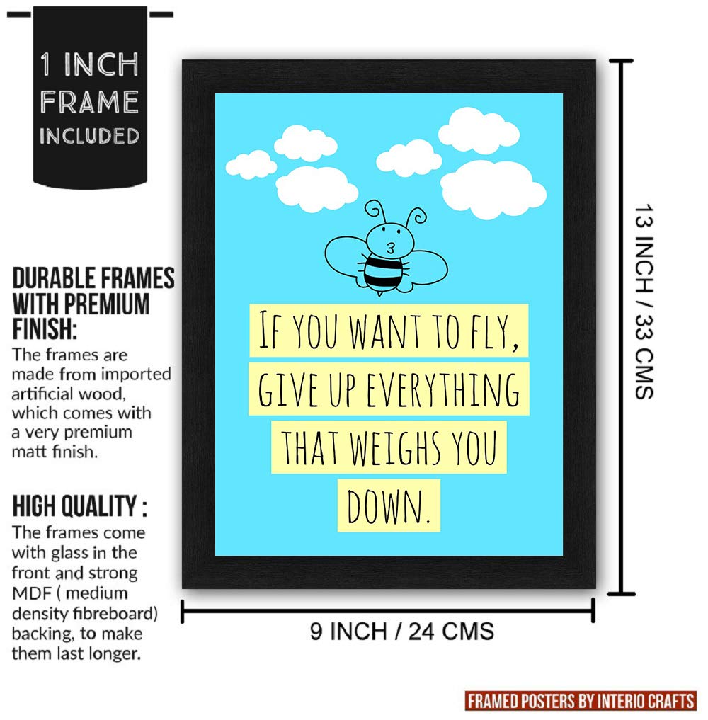 Interio Crafts Motivational Quotes Home Decor Inspirational Poster Office Decor Wall Poster With Frame(Frame Size: 13X10 Inches)